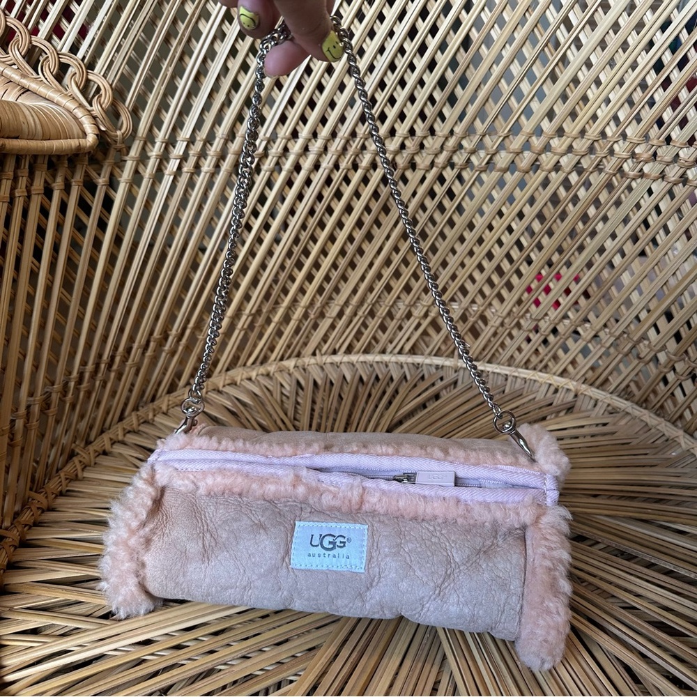 UGG Australia Shearling Shoulder Bag | Blush Pink Faux Fur Trim